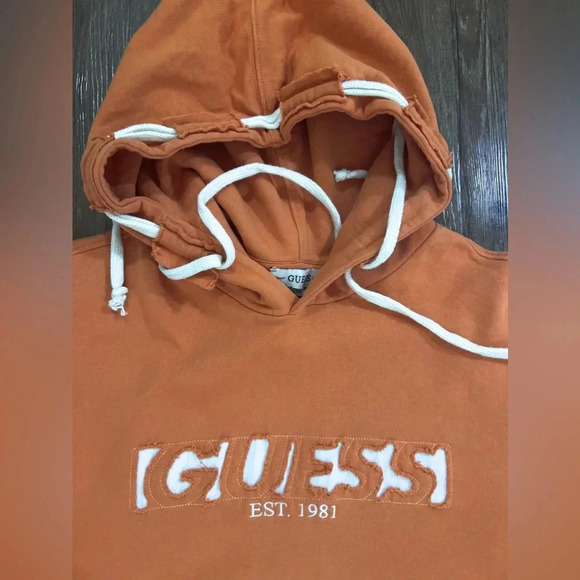 Guess Men's Saffron Peach Zadook Long‎ Sleeve Hoodie Size Large - Picture 6 of 9